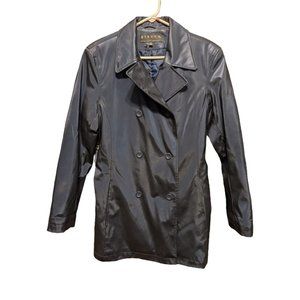 Vintage Giacca Womens Double Breasted Jacket Raincoat Size M Medium Dark Blue